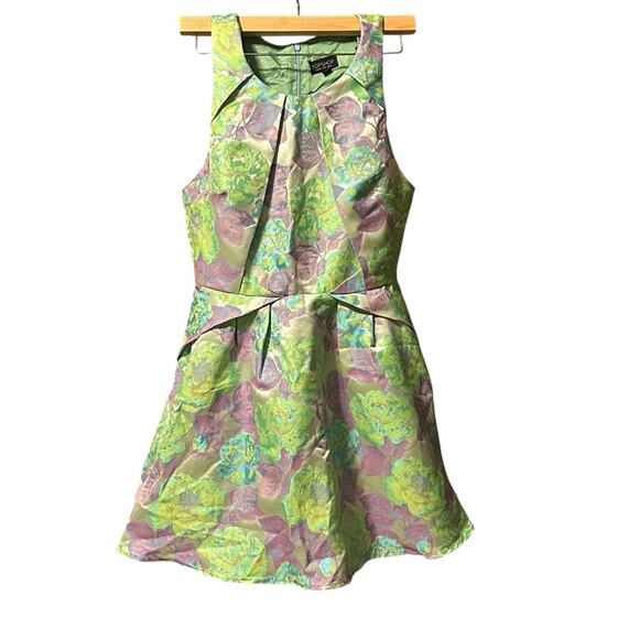 TOPSHOP Floral Brocade Fit & Flare Dress Size US 8 - Picture 2 of 6